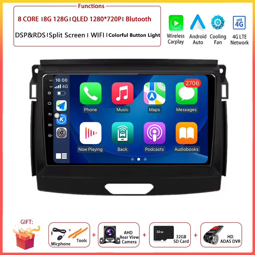 9" Android Auto for Ford Ranger Everest T6 2015 - 2020 Autoradio Carplay DSP Navigation GPS Car Radio Video Multimedia Player