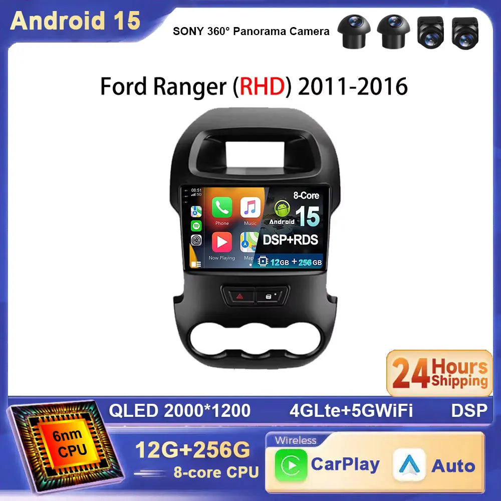 Ford Ranger T6 2011-2016 Touch Screen Radio with Carplay & Android 15