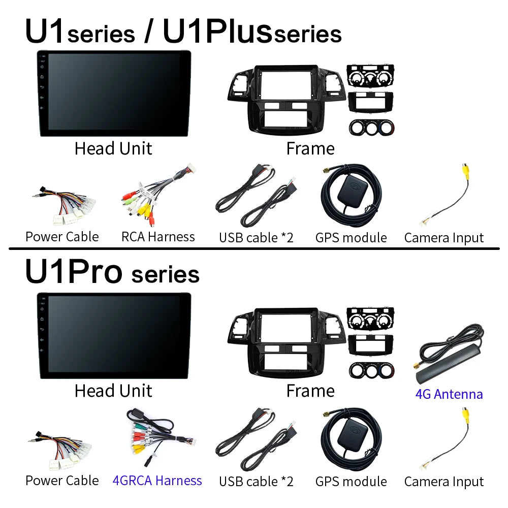 For Toyota Fortuner HILUX Revo Vigo 2007-2015 Multimedia Video Player Stereo GPS Android 13 2Din Carplay Car Radio