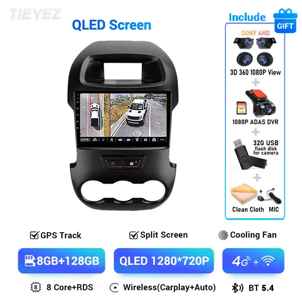 Ford Ranger T6 2011-2016 Touch Screen Radio with Carplay & Android 15