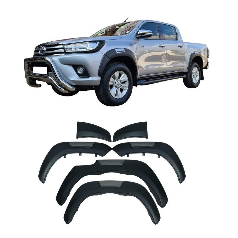 Toyota Hilux Rocco Style Fender Flares Wheel Arches with Grey Insert (Fits 2016 - 2020 ) model Hilux)