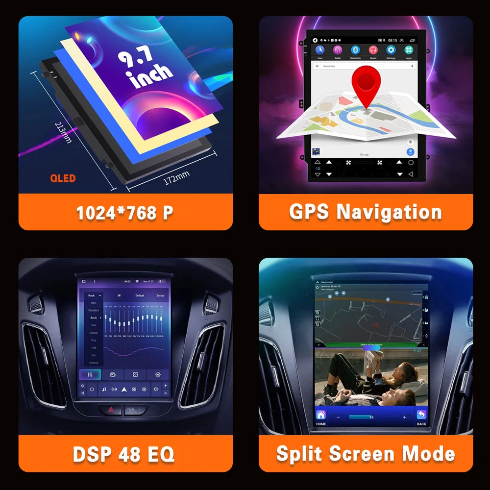 9.7 Inch for Ford Ranger 3 2011 2012 2013 2014 2015 Android14 Car Radio Carplay Multimedia Video Player Navigation Stereo 2Din