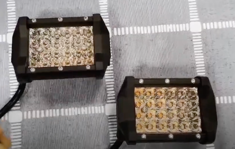 4 Inch White & Amber Flashing Strobe Work Light set of 2 with loom and control switch