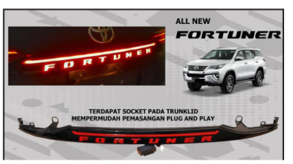 Toyota Fortuner GD6 2016-2023  Trunk lid Garnish smoke  with red lettering