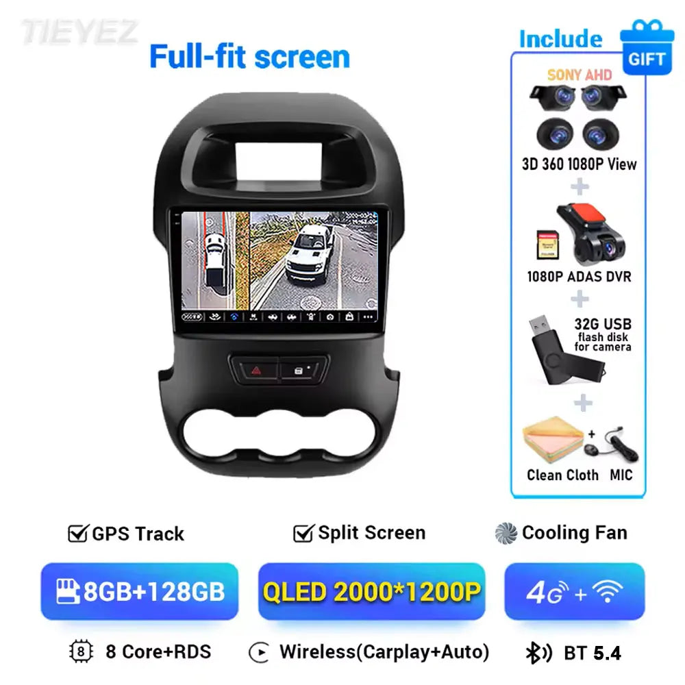  Ford Ranger T6 2011-2016 Touch Screen Radio with Carplay &  Android 15