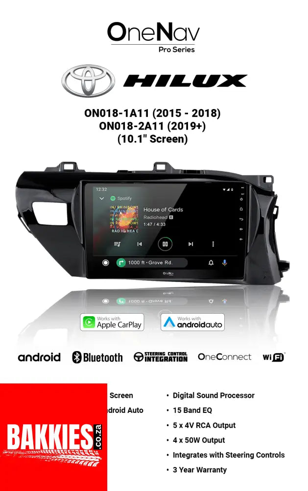OneNav Pro for Hilux 2019+ with Canbus 10.1 Inch + Free reverse camera