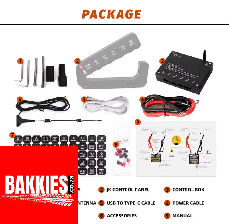 Toyota Hilux 6-Gang Wireless Grab Handle Switch Panel IP65 Waterproof 80A Diecast Aluminum for Hilux a Pillar Hilux